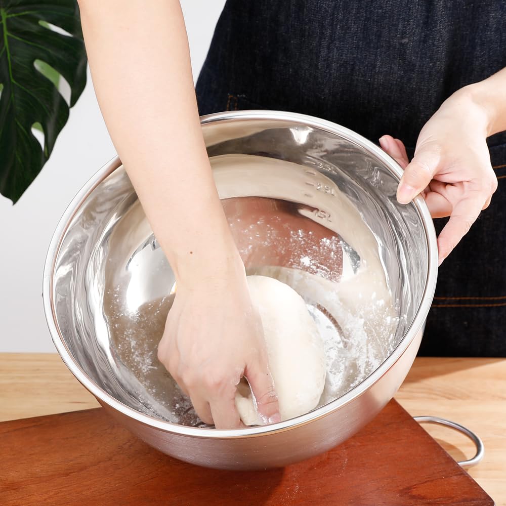 Tazón grande de acero inoxidable para mezclar, cuenco de metal de cocina de 5 cuartos de galón con parte inferior antideslizante, cuenco de metal para hornear, cocinar, marinar y servir