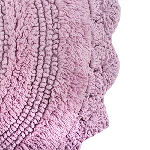 Dii Crochet Collection Reversible Bath Mat, Large Oval, 21X34, Mauve #TOP3