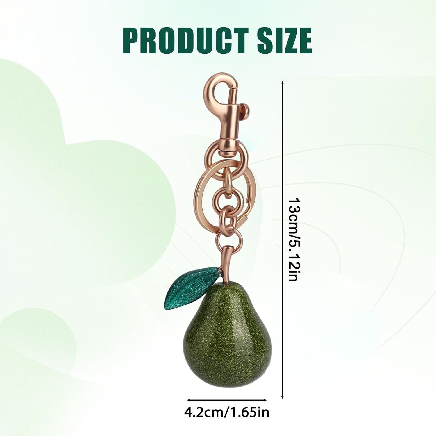 Cute Pear Keychain, Aesthetic Fruit Charms for Handbags Purse Green Pear Shaped Key Chain Accessories Decor Bag Pendant for Women Birthday Gift - Image 2