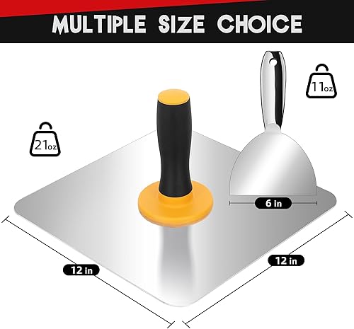 Miniatura 2 de SUMED Kit de herramientas manuales de mampostería de yeso, halcón de aluminio de 12 pulgadas y cuchillo de masilla de acero inoxidable de 6
