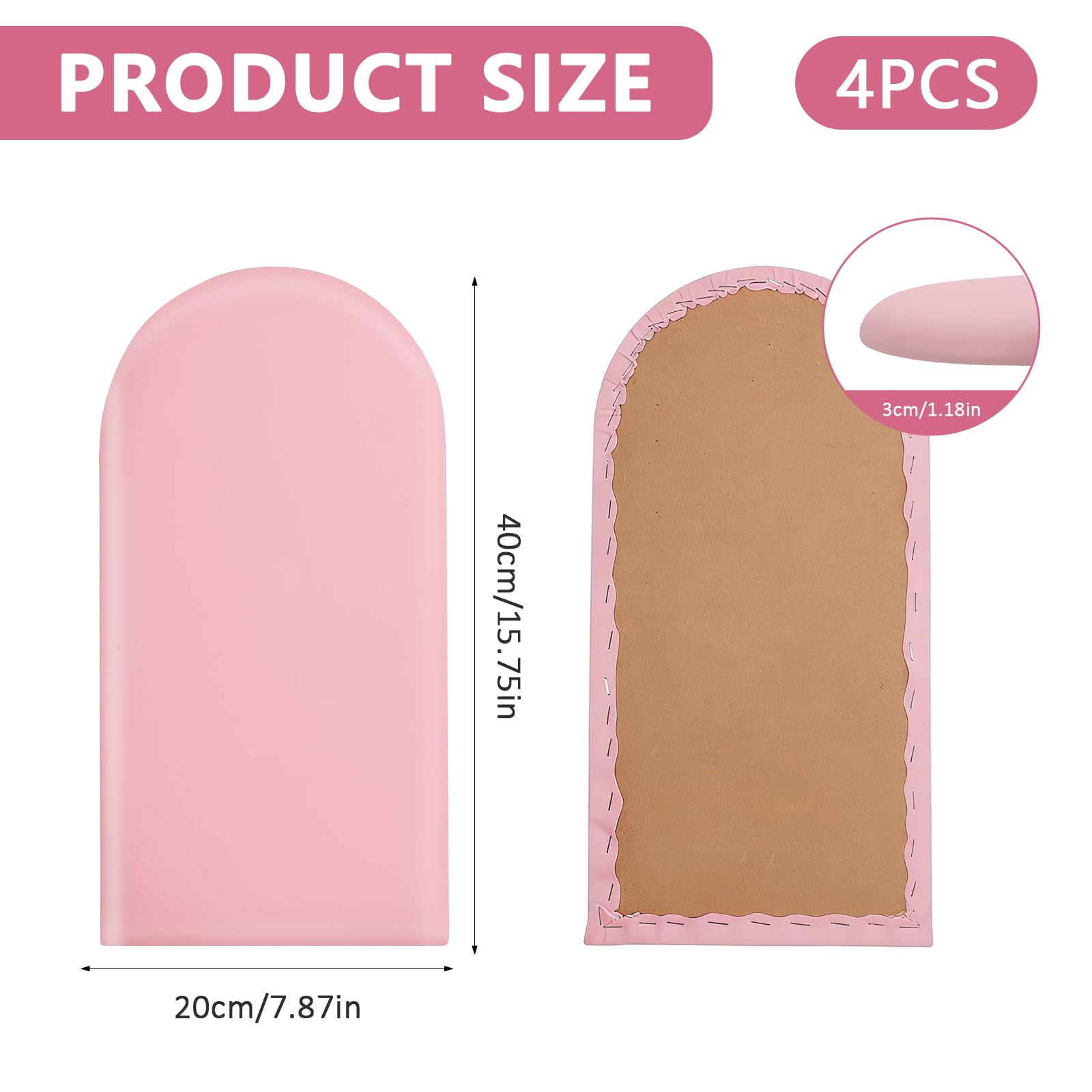 Paneles Murales 3D Adhesivos de Poliuretano Impermeables 4 Piece Acolchado 3D Autoadhesivo para Habitación Infantil, Acolchados, Cojín para Colgar en la Cabecera, Cama – 40 x 20 cm — view 2