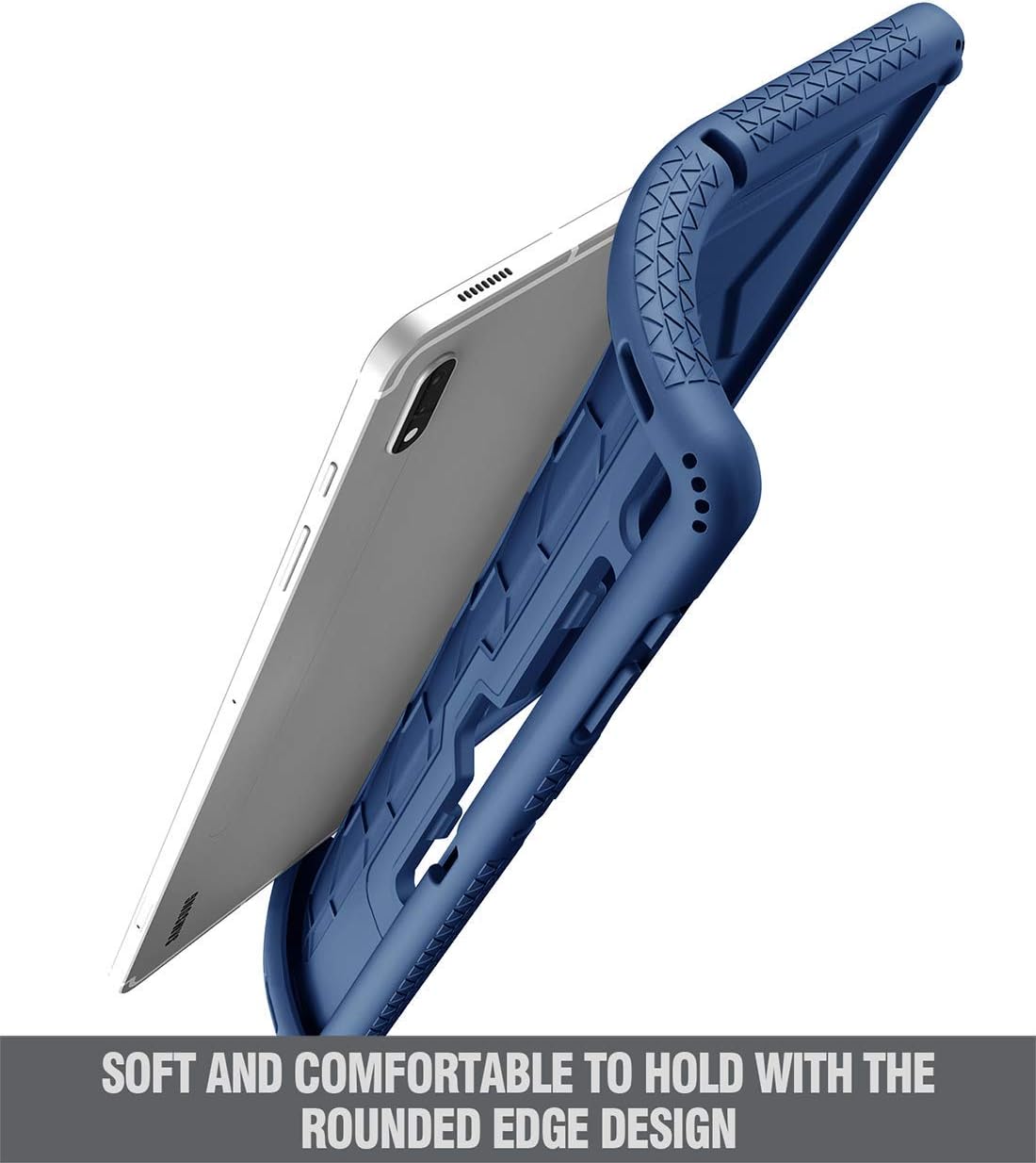 Poetic TurtleSkin for Samsung Galaxy Tab S7 Plus (2020 Release) / S8 Plus (2022 Release) 12.4 inch Case with S Pen Holder, Heavy Duty Shockproof Kids Friendly Protective Silicone Cover, Navy Blue