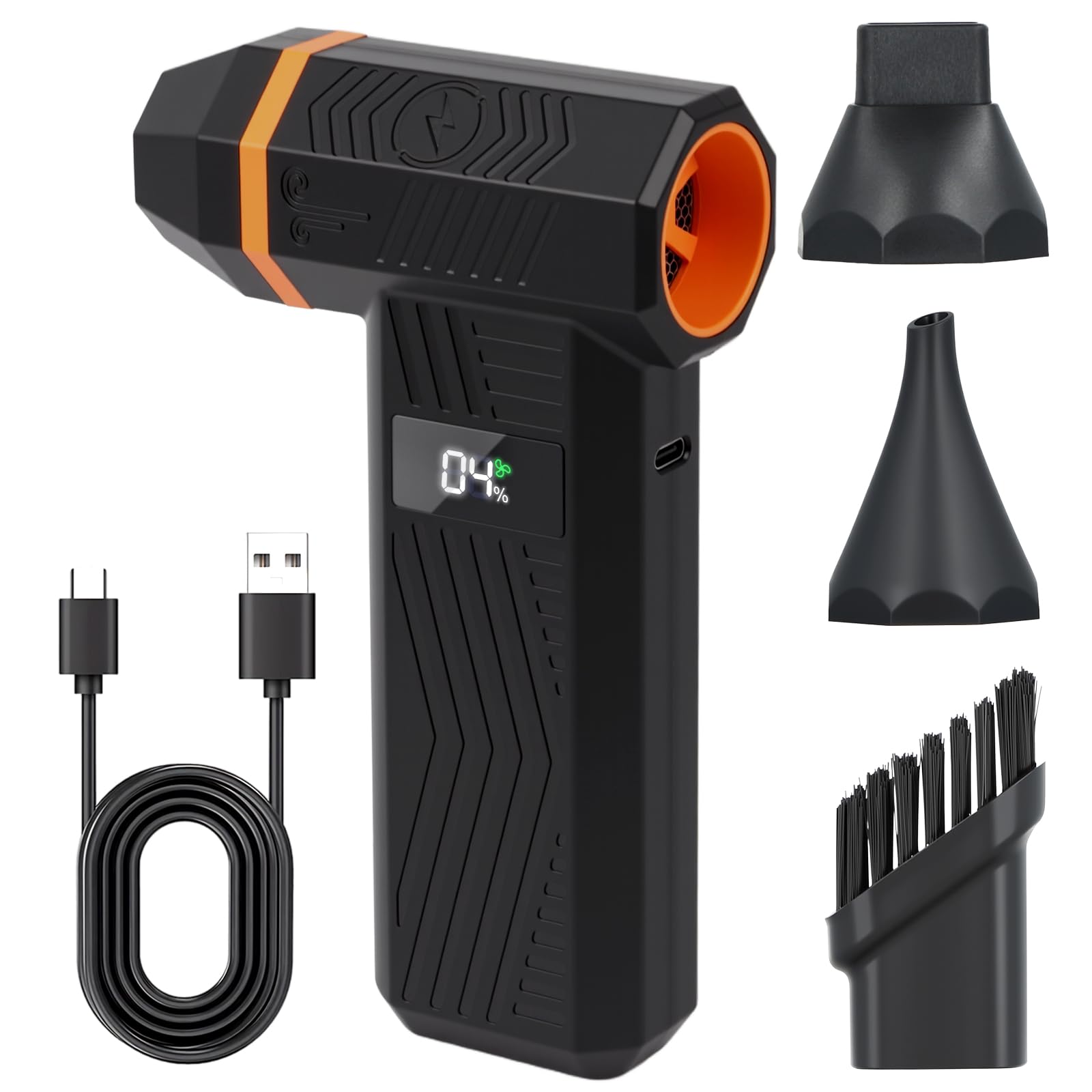Luftgebläse 200.000 U/min Druckluftpistole 4 Düsen LCD-Display 4000 mAh Akku