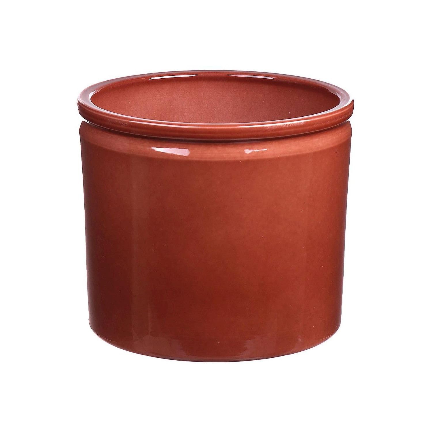 Pot de fleurs grand diamètre 27,8 cm céramique rouge-brun innaGLAS