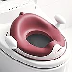 ANGELBLISS Baby Potty Training Toilet Seat with Soft Cushion Handles, Haute Collection, Double Anti-Slip Design and Splash Guard for Boys and Girls (Dark Pink)