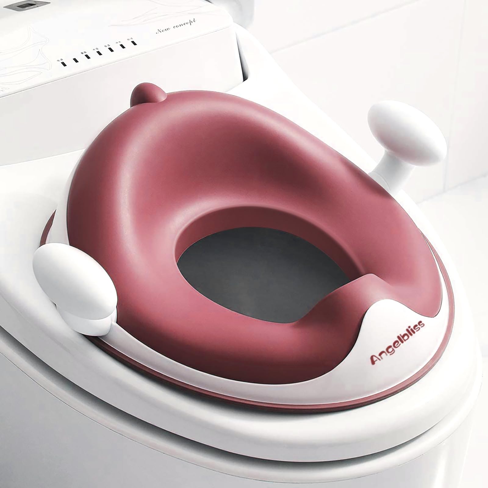 ANGELBLISS Baby Potty Training Toilet Seat with Soft Cushion Handles Haute Collection Double Anti-Slip Design and Splash Guard