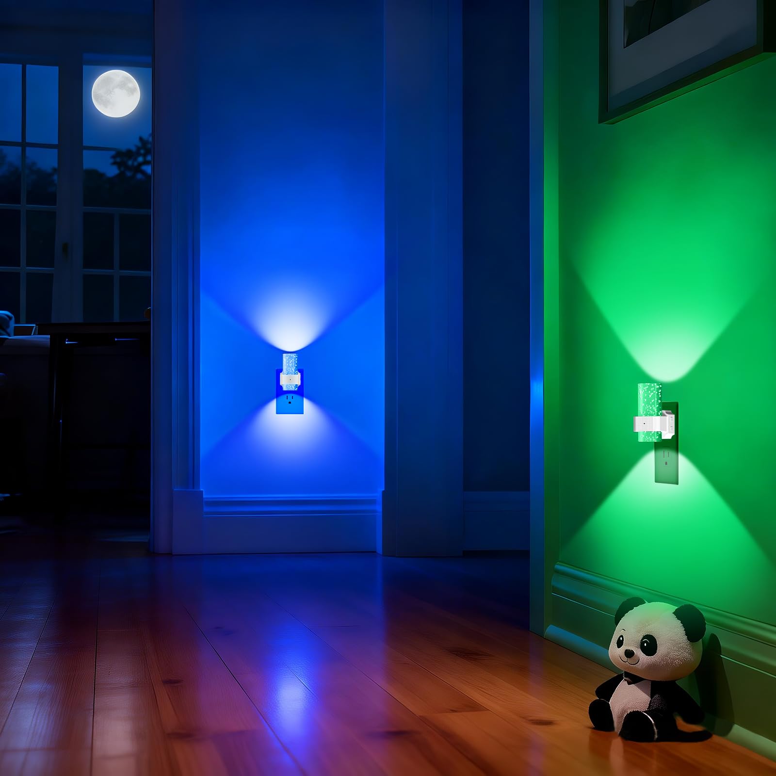 easuntec Luz nocturna enchufable con encendido/apagado automático, luces nocturnas enchufables en la pared, sensor de atardecer a amanecer, luz nocturna que cambia de color, regulable, para dormitorio