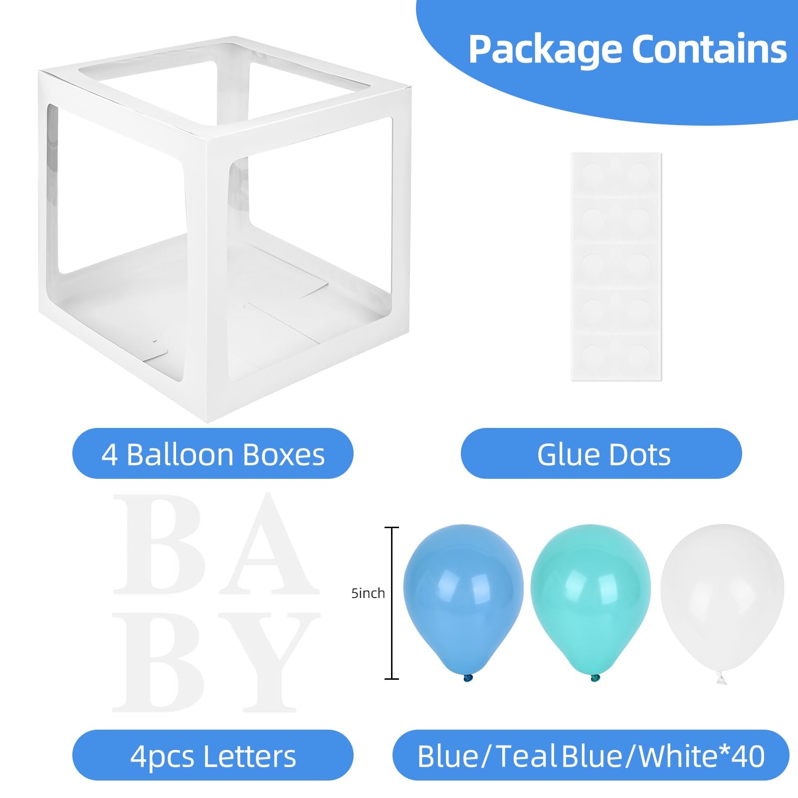 Amazon.com: TILBLKUP Baby Boxes with 4 Letters,40 Blue Balloon for