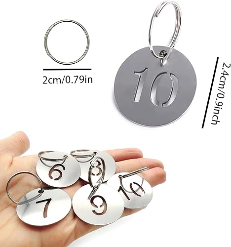 Miniatura 2 de 1-30 etiquetas de llave con etiquetas de acero inoxidable, etiquetas numeradas, llavero de metal, etiquetas de verificación de abrigo, etiquetas de