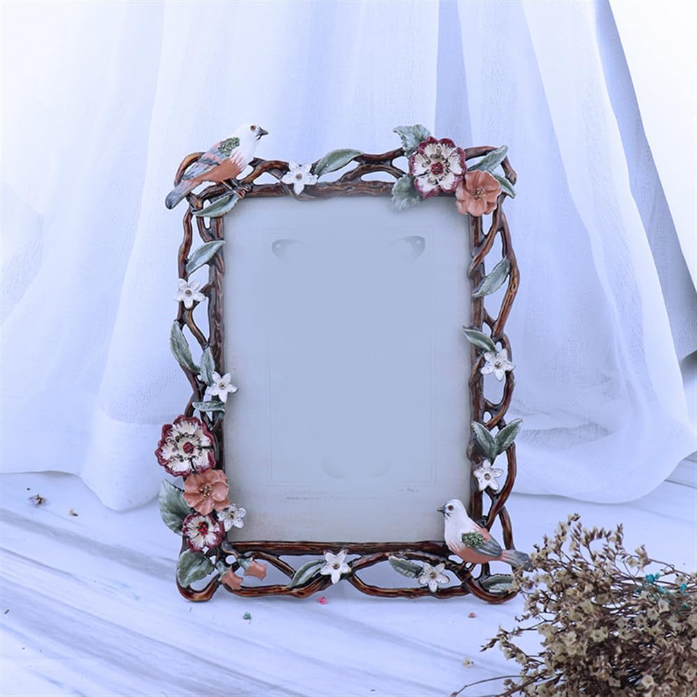 Alloy Metal Picture Frame with Easel for Tabletop Display Decorative High Definition Glass Photo Frame Home Decor for 2.5 x 3 Inches Wreath