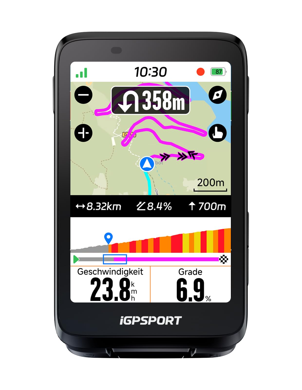 iGPSPORT BiNavi Fahrradcomputer Kabellos, 3,5'' Touch Screen Musiksteuerung Gruppenfahrten Bluetooth ANT+ GPS Fahrrad Navi