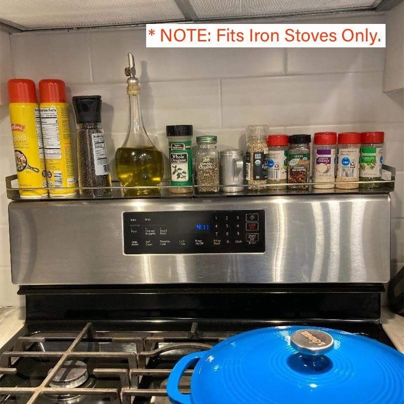 Miniatura 3 de THYGIFTREE Estante superior magnético para estufa, 2 piezas de acero inoxidable de 15 pulgadas, estante para horno, estante de especias para