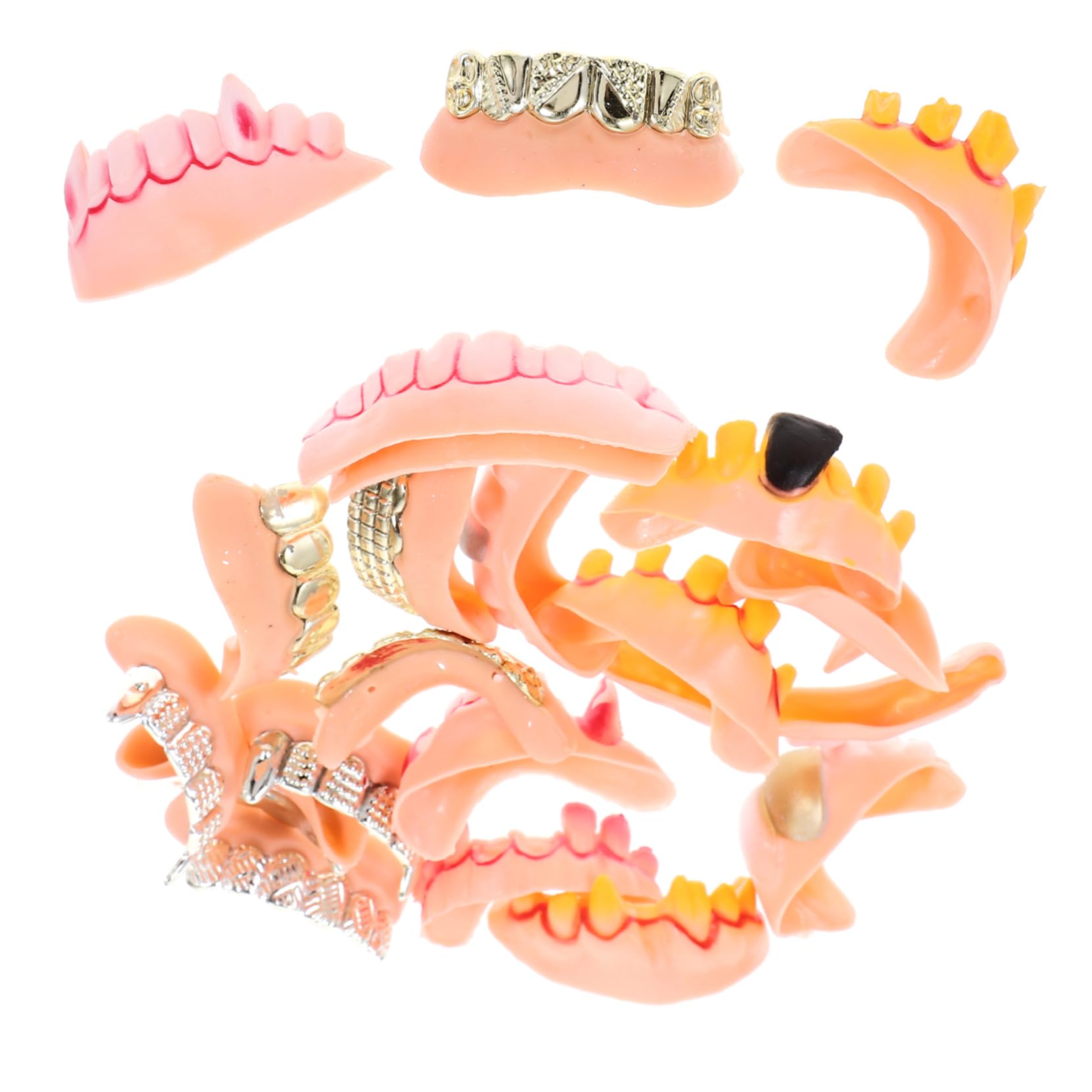 20pcs Halloween Denture Toys Vampire Fangs Teeth Realistic Vampire Teeth Ugly Gnarly Teeth Halloween Dentures Cosplay Dentures Pirate Teeth Fake Teeth Halloween Teeth Rubber