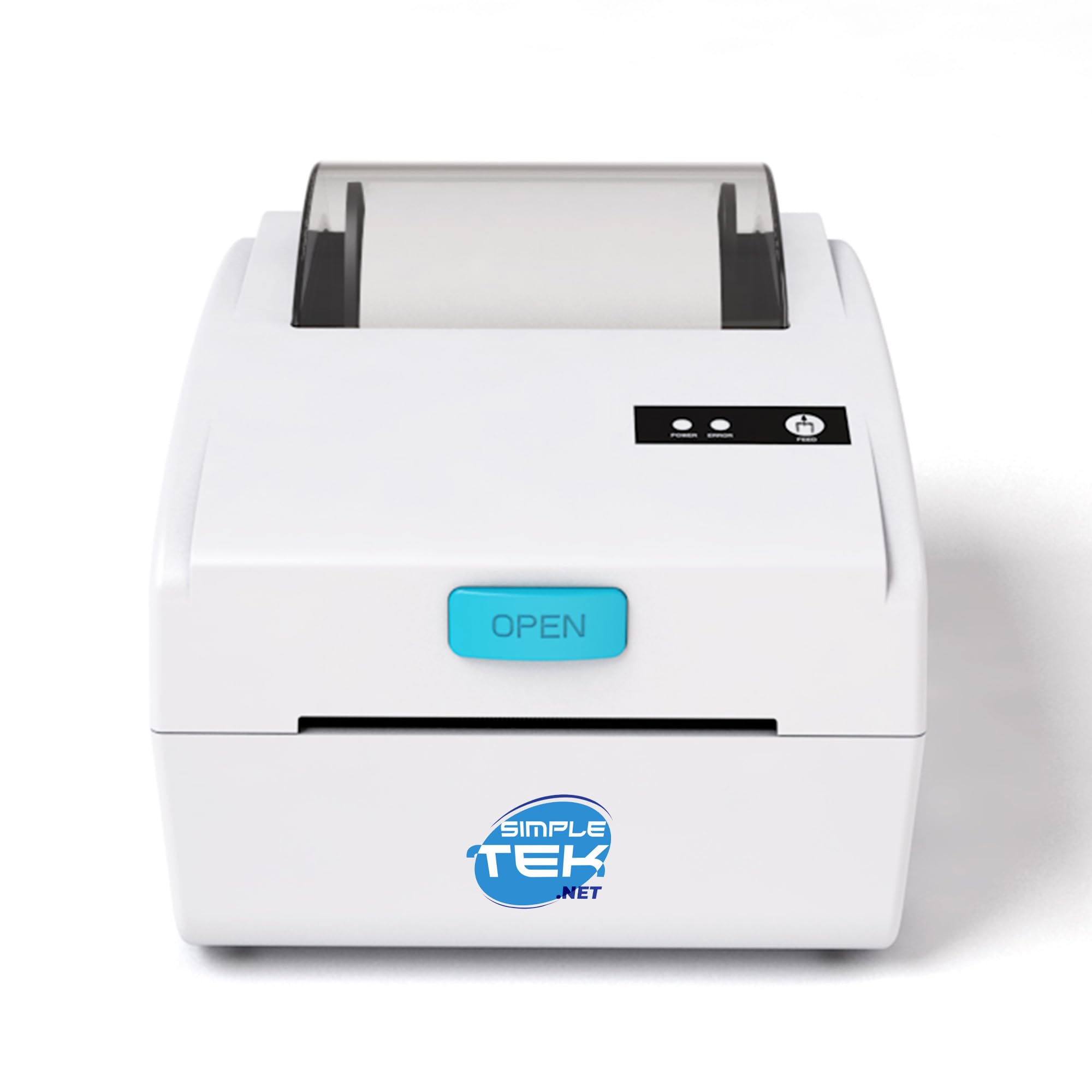SIMPLETEK - Drukarka termiczna 80 mm - podwójny tryb etykiet i paragonów - Łączność USB + Ethernet LAN - obsługa TSPL/ESC/POS - biała