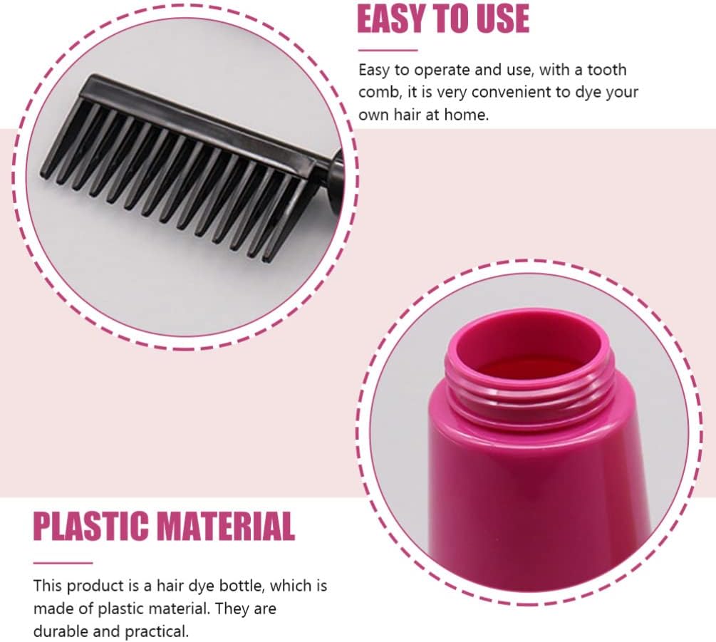 Beavorty 3pcs Hair Dye Comb Bottles Portable Applicator for Even Hair Coloring Easy One-handed Design Random Colors