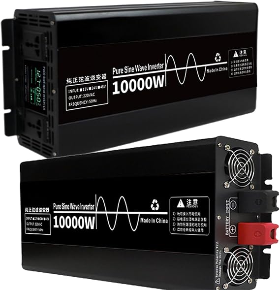 Power Inverter for Vehicle, 10000W Pure Sine Wave Inverter with Dual Sockets & LCD Display, DC to AC Voltage Converter for Boat RV,10000W 48V