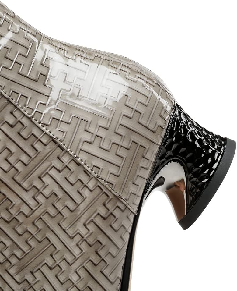 TinaCus Women's Pointed Toe Glossy Patent Leather Handmade Zipper Low Chunky Heels Casual Ankle Boots