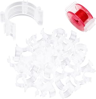 50 Pcs Bobbin Clips and Sewing Clips Set, Clear Plastic Holder for Thread Organization and Storage, Large Pack Suitable for Embroidery, DIY Sewing, Crafting, and Supplies