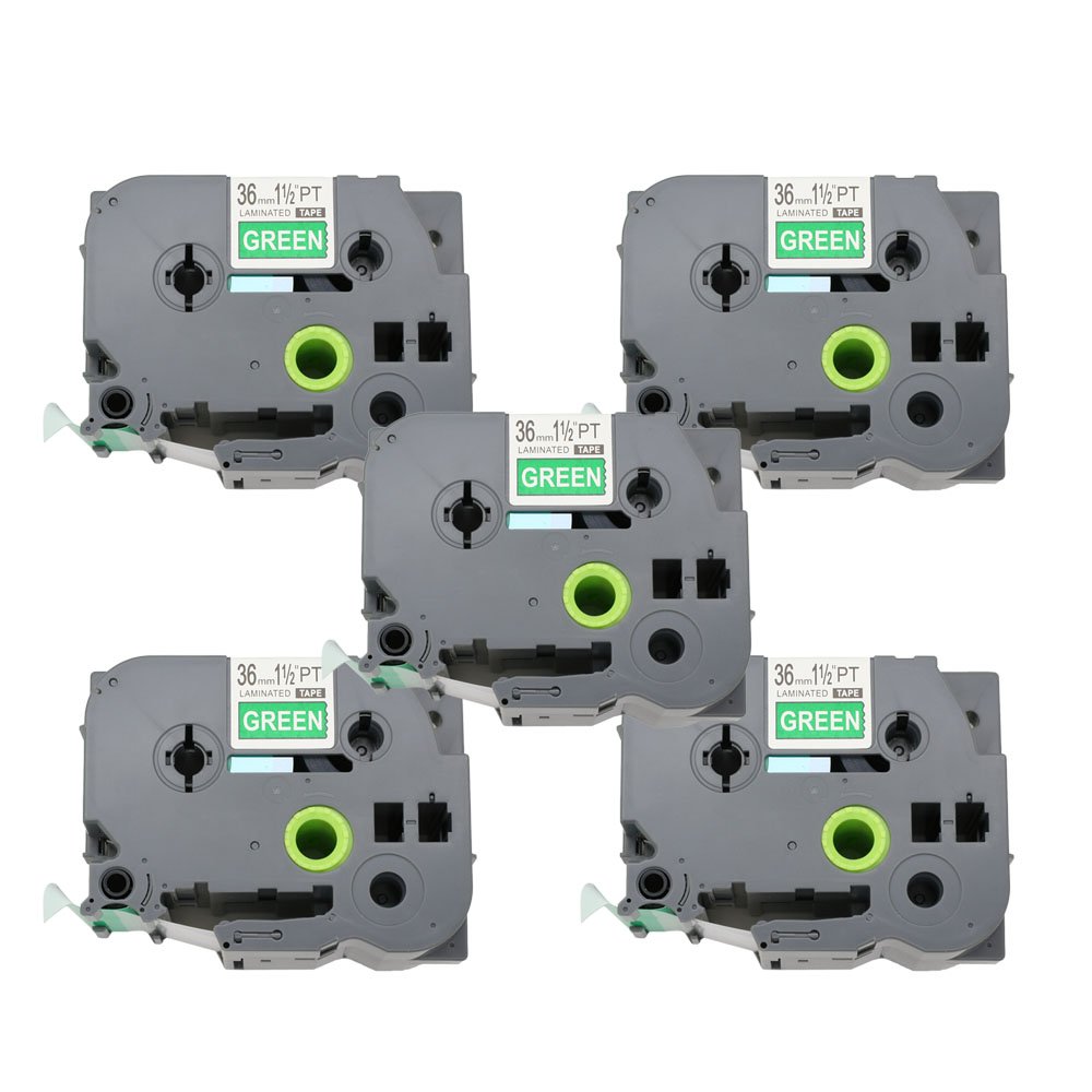 BROVACS 5 Pack White on Green Label Tape Compatible for Brother P-Touch TZ 765 TZe 765 36mm 1 1/2" OPA1176Ex5