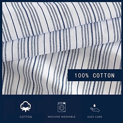 Nautica - King Fitted Sheet, Cotton Percale Bedding, Casual Home Decor (Beaux Stripe Blue, King)