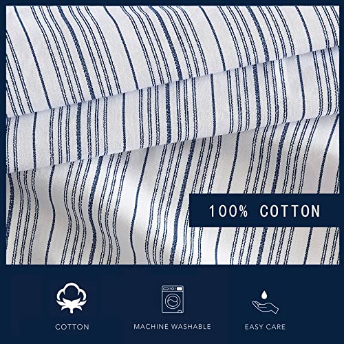 Nautica- Queen Duvet Cover, Cotton Reversible Bedding with Button Closure, Casual Home Décor for All Seasons (Beaux Stripe Blue, Queen)
