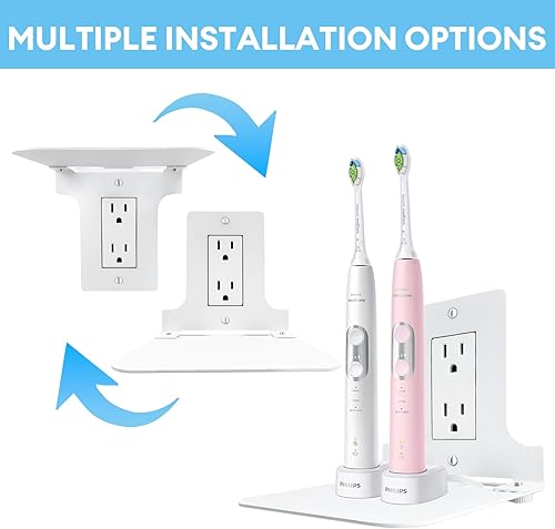 Miniatura 4 de Soporte de pared de metal para enchufes Decora, organizador de baño y cocina con almacenamiento de cables, soporte para cepillos de dientes de