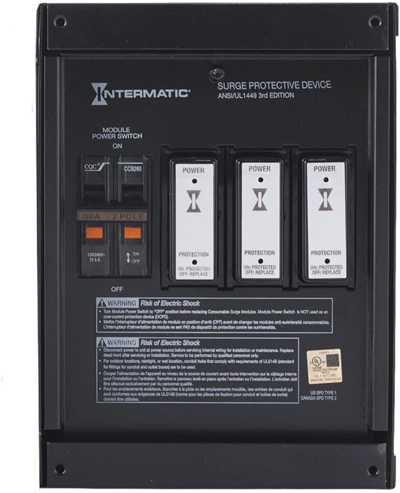 Intermatic IG2240-IMSK Advanced Surge Protection with Easily Replaceable IMODULES - Intermatic Smart Guard IG2240-IMSK Whole Home Surge Protector, Black