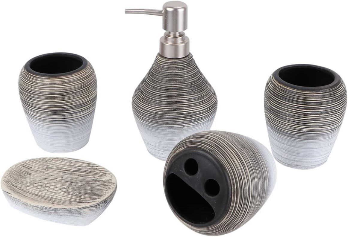 5pcs Ceramic Toothbrush Holder Bathroom Organizers Tooth Brush Holder Gargle Cup Soap Travel Toothbrush Cup