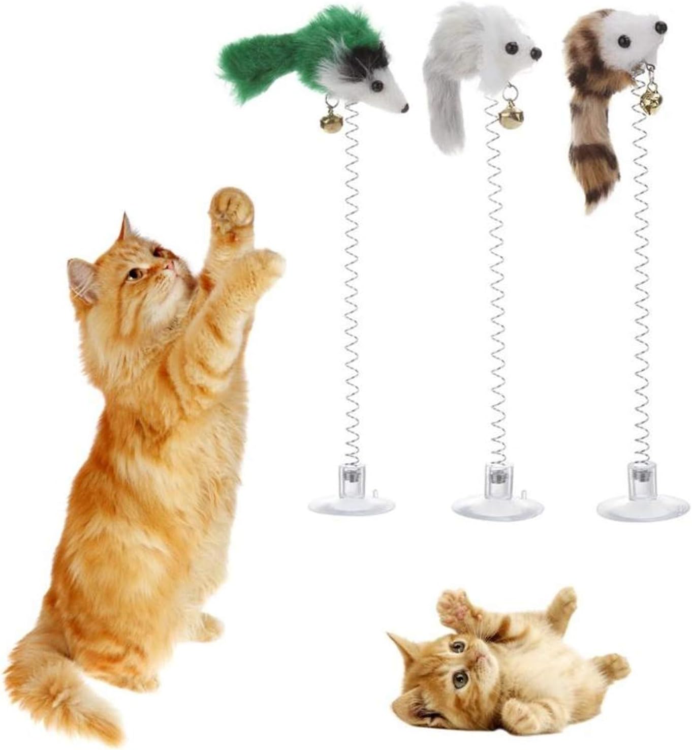 1/3Pcs Funny Cat Toys Elastic Feather False Mouse Bottom Sucker Toys for Cat Kitten Playing Pet Seat Scratch Toy Pet Cat Product (1 PCS…