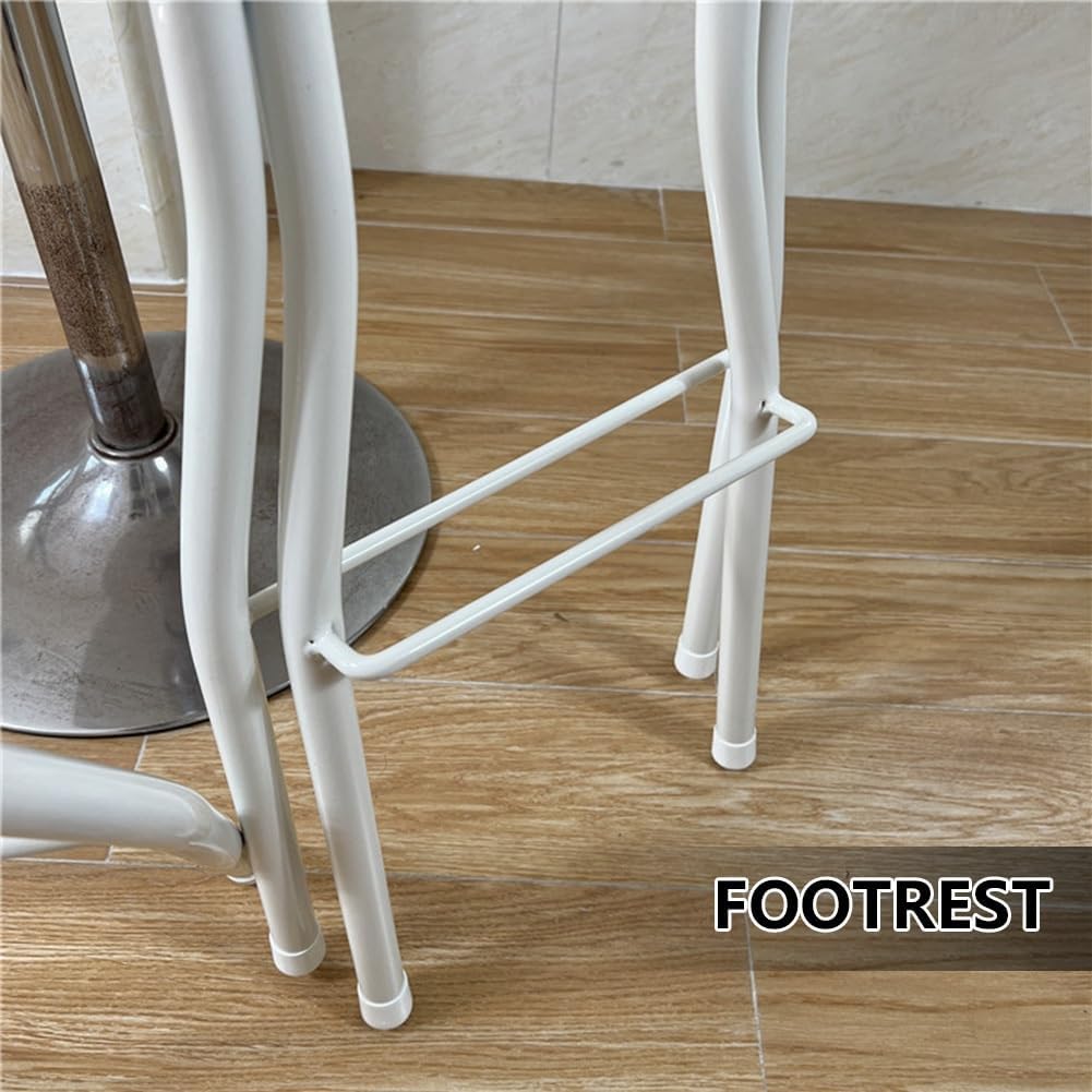 30In Folding Stool with Round Foam Padded Backrest, Foldable Tall Kitchen Chair for Adults Indoor Use, White 70cm/28in,White-75cm/30in