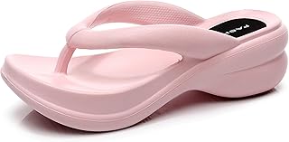 Chanclas de Fondo Grueso para Damas Nuevas de Verano Tacón de Cuña Arrastra Usar Sandalias de Playa con Punta de Clip Caseras Cómodas