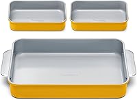 Vista 24 de Caraway Molde rectangular pequeño antiadherente de 9" x 6.5", no tóxico, sin PTFE ni PFOA, núcleo de acero aluminizado, bandeja para hornear