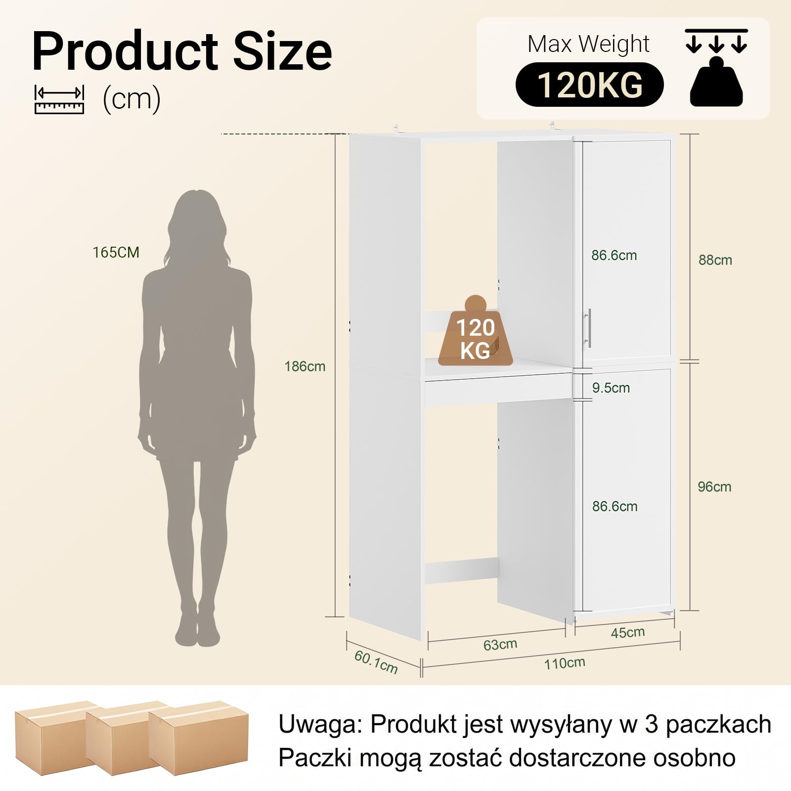 SoBuy Szafka na pralkę i suszarkę 110 x 66 x 186 cm łazienka i pralnia