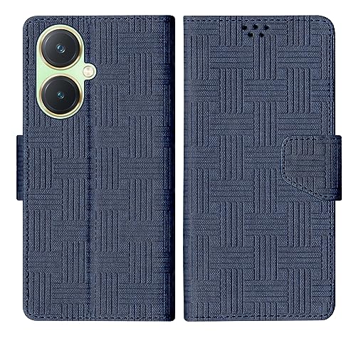 Image of SBMS Flip Cover Back Cover Case for Vivo Y27 with Magnatic Closure | Inbuilt Stand | Card & Money Pocket (Mat Blue)