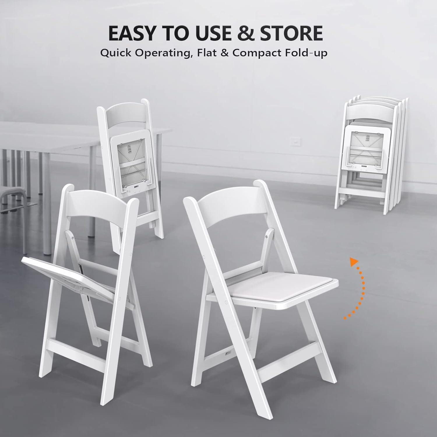 Image showing the VINGLI folding chair being unfolded and folded for storage