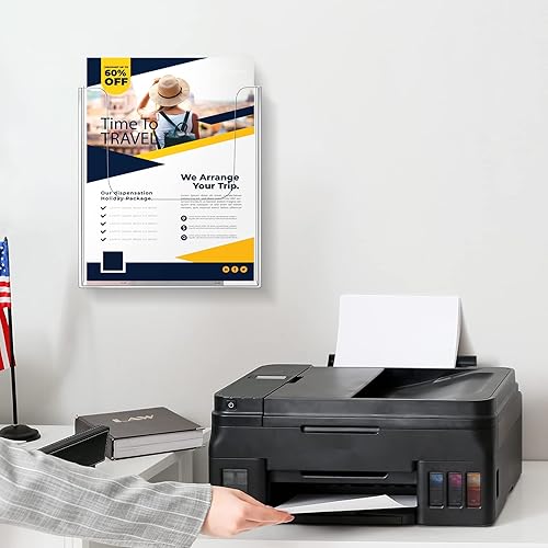 Miniatura 5 de Wesiti 12 soportes transparentes para folletos de 8.5 x 11 pulgadas, soporte de acrílico para folletos, soporte de pared de listones de plástico,