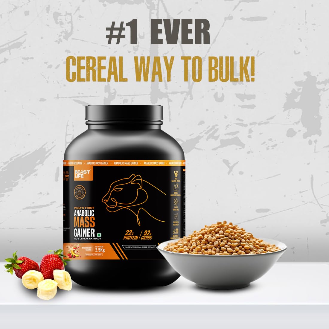 Buy Now Beast Life High Protein Mass/Weight Gainer | 2.5 Kg | Strawb...