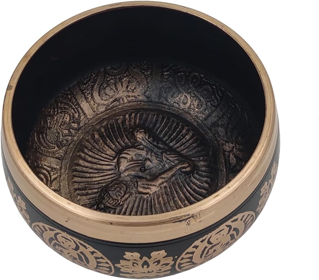 Purpledip Handmade 4 Inches Bell Metal Tibetan Buddhist Singing Bowl Musical Instrument For Meditation (11079)