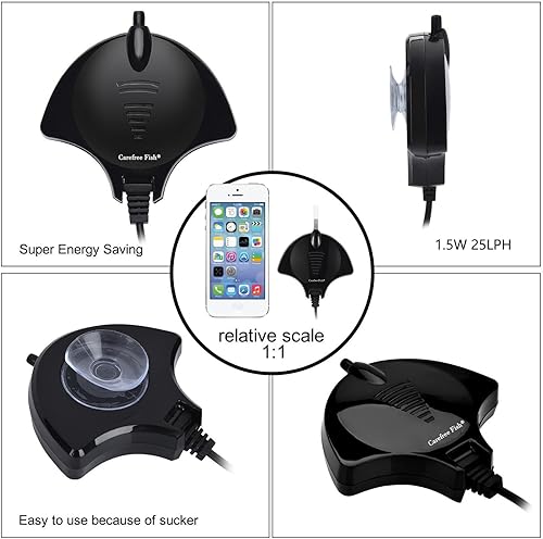 Miniatura 2 de Carefree Fish Manta Ray - Mini bomba de aire de 1.5 W con tubo de accesorios y kit de aireador silencioso de piedra de aire pequeña para pecera,