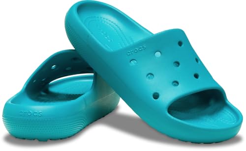 Image of Crocs Unisex Adult Classic Slide Lmd Croslite Slide | 206121-3UH |, Turbo Teal, 7 UK M / 8 UK W (M8W10)