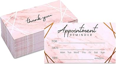 Pipilo Press Appointment Reminder Cards - 3.5 x 2 In, Marble & Rose Gold Foil, 100 Pack - Salon & Hair Appointment Reminder Cards with Date, Time & Name Fields