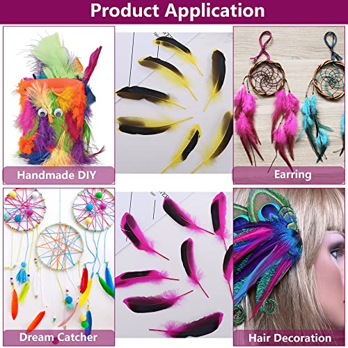 laeeyin 50 Stück Federn Bunte Federn Zum Basteln, Feder Deko für DIY Ohrring, Hochzeit, Traumfänger, Kopfschmucksfedern, Schulhandwerk