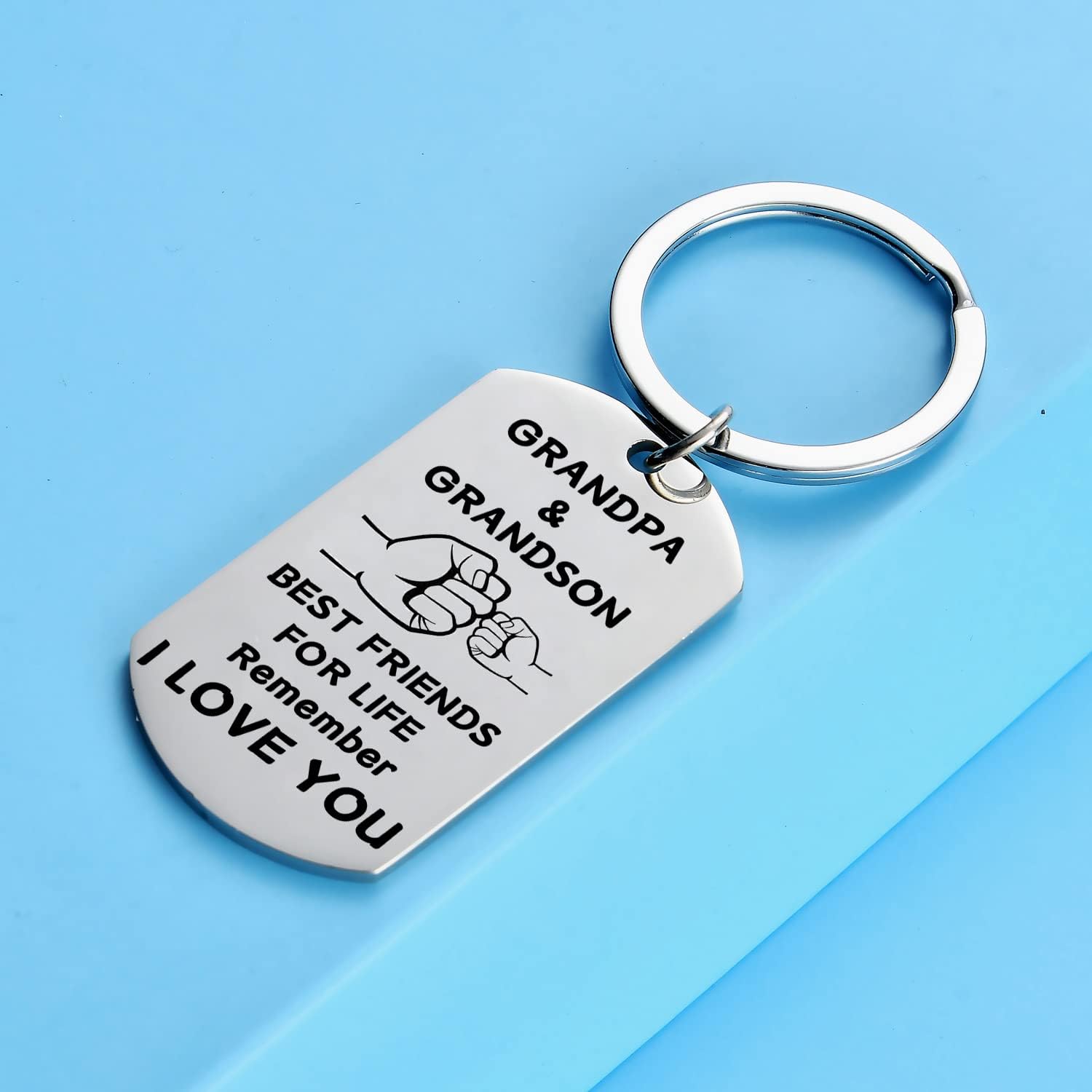 Miniatura 3 de malyunin Regalo para el abuelo de nieto, nieta, abuelo, regalos de cumpleaños para el día del padre, llavero para el abuelo, plateado