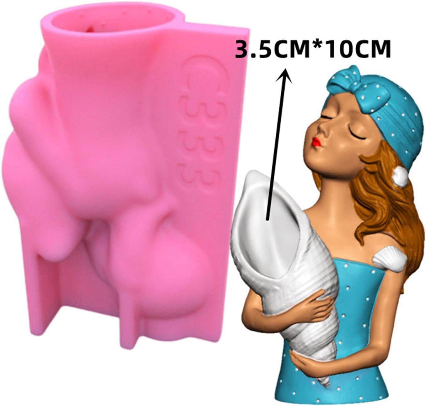 フォートゲート 巻き貝の少女 石膏花 シリコン型 エポキシ樹脂鋳造型 花瓶 セメント型 植物ホルダー型 樹脂型
