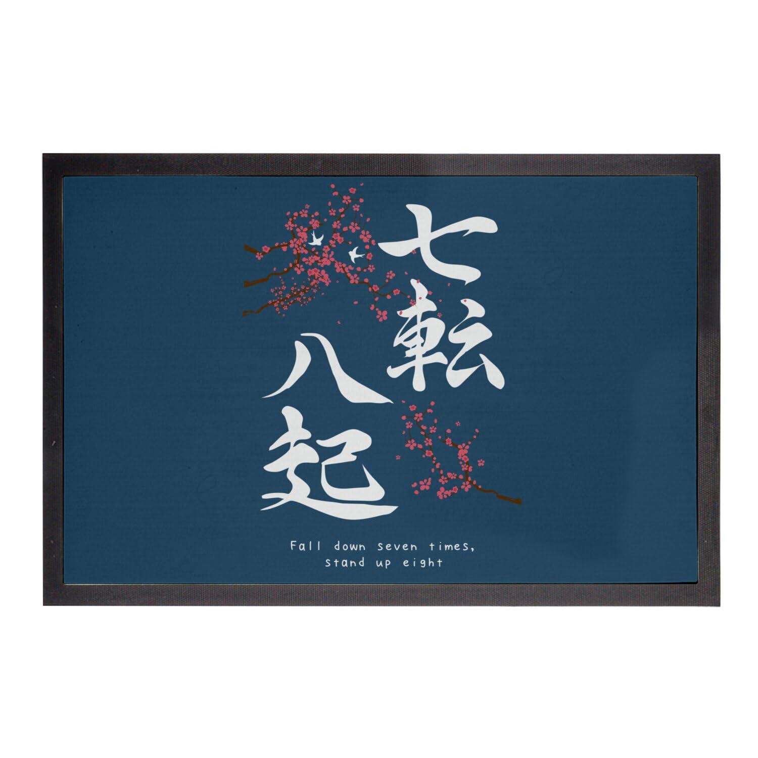 Paillasson bleu proverbe japonais pour entrée zen fleurie