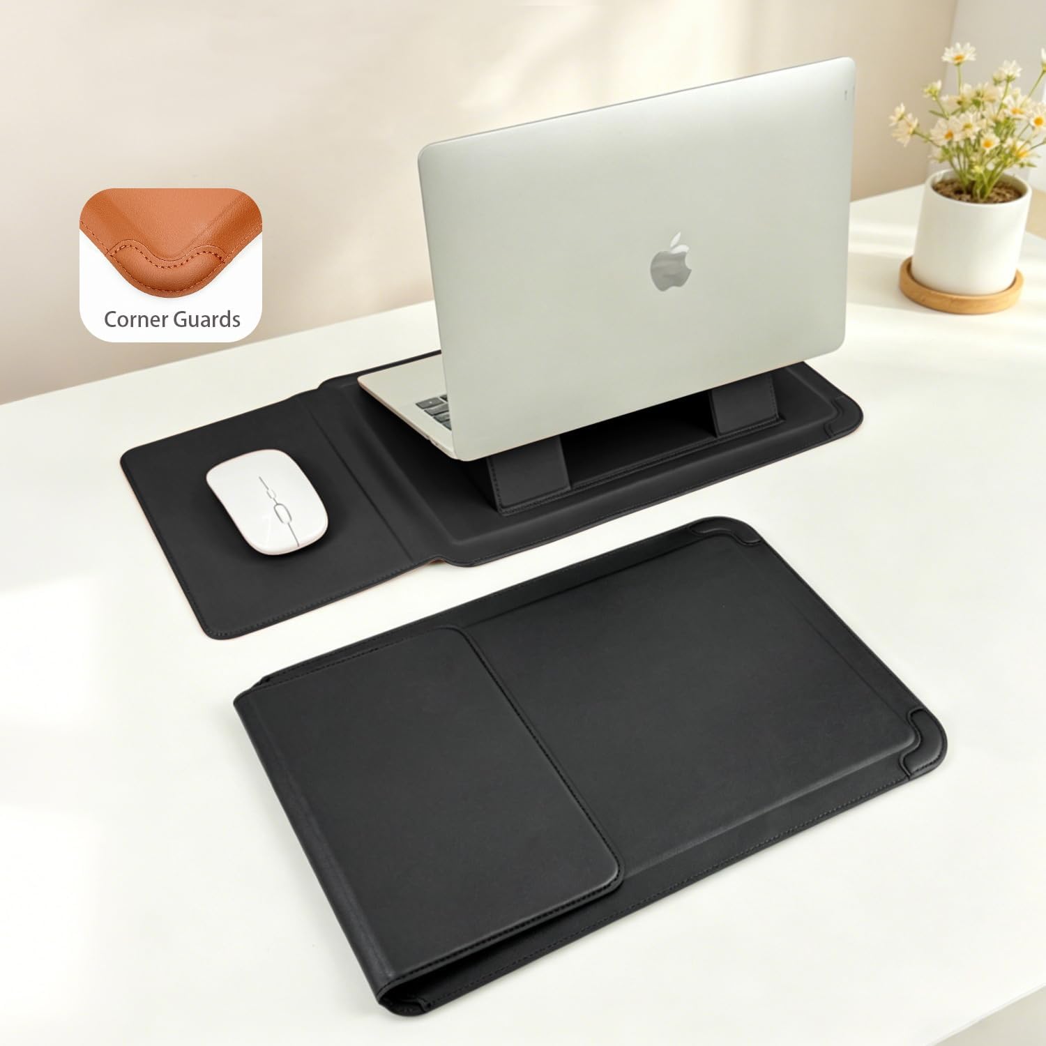 16 Inch Multifunctional Laptop Sleeve Case with Stand Soft Slim Cover for MacBook Pro/Air/ThinkPad X1/Dell XPS/Lenovo Yoga/HP Pavilion/ASUS Zenbook/LG gram/Chromebook 15" 15.3" 15.6"
