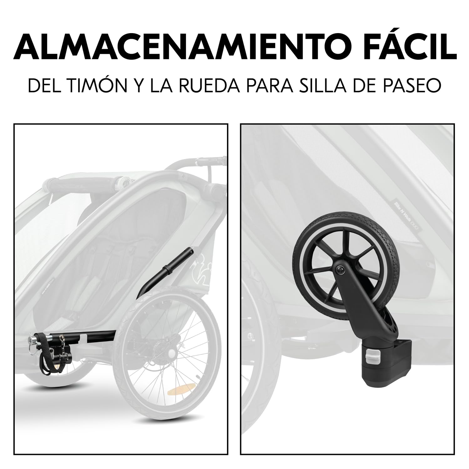 hauck Bike N Walk Duo Set Completo 3 en 1 Remolque Bicicleta 2 Niños - Silla de Paseo Doble Plegable Desde 6 Meses hasta 22 kg o 120 cm - Suspensión - Freno de Mano - Maletero - Verde