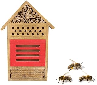 House, Wooden Bee House Wood Bug Room Hotel Shelter Garden Decoration Nests Box Wooden Hotel for Bees Butterflies Ladybugs, 19.5x3.8x29.8cm, Hotels