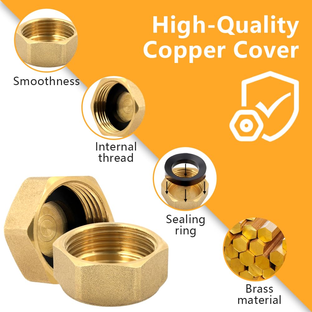 Tappi In Ottone Flintronic G1/2” - 6 Pezzi Con Guarnizione, Per Rubinetti E Valvole - Foto 7