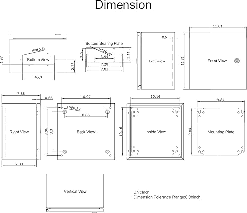 Vista 27 de VEVOR NEMA Caja de acero NEMA, 8 x 8 x 6 pulgadas NEMA 4X Caja eléctrica de acero, IP66 impermeable y a prueba de polvo, caja de conexiones